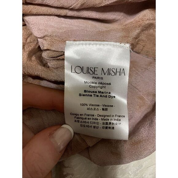 louise misha womens orange brown tie dye long sleeve top 36 Small France - Picture 4 of 5